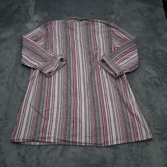 Jazzie Shirt Women 2X Pink Long Sleeve Button Up Casual Striped Plus Size - Picture 12 of 16